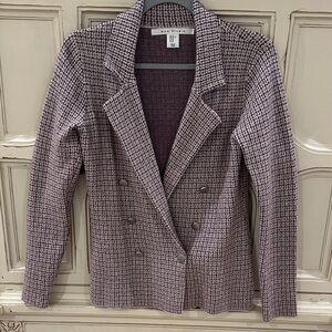 Max Studio Pink Houndstooth Knit Double-Breasted Blazer